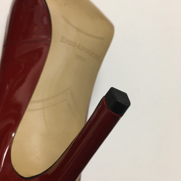 Enzo Angliolini Red Leather Peep Toe Pumps Heels Size 10.5 - Picture 10 of 12